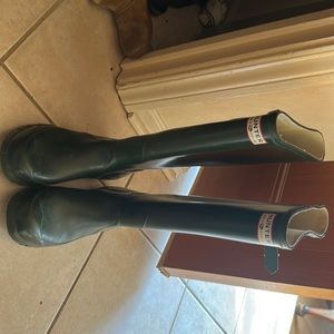 Hunter Rubber Rain Boots Hunter Army Green Mens 7 Women 8 Made in Scotland